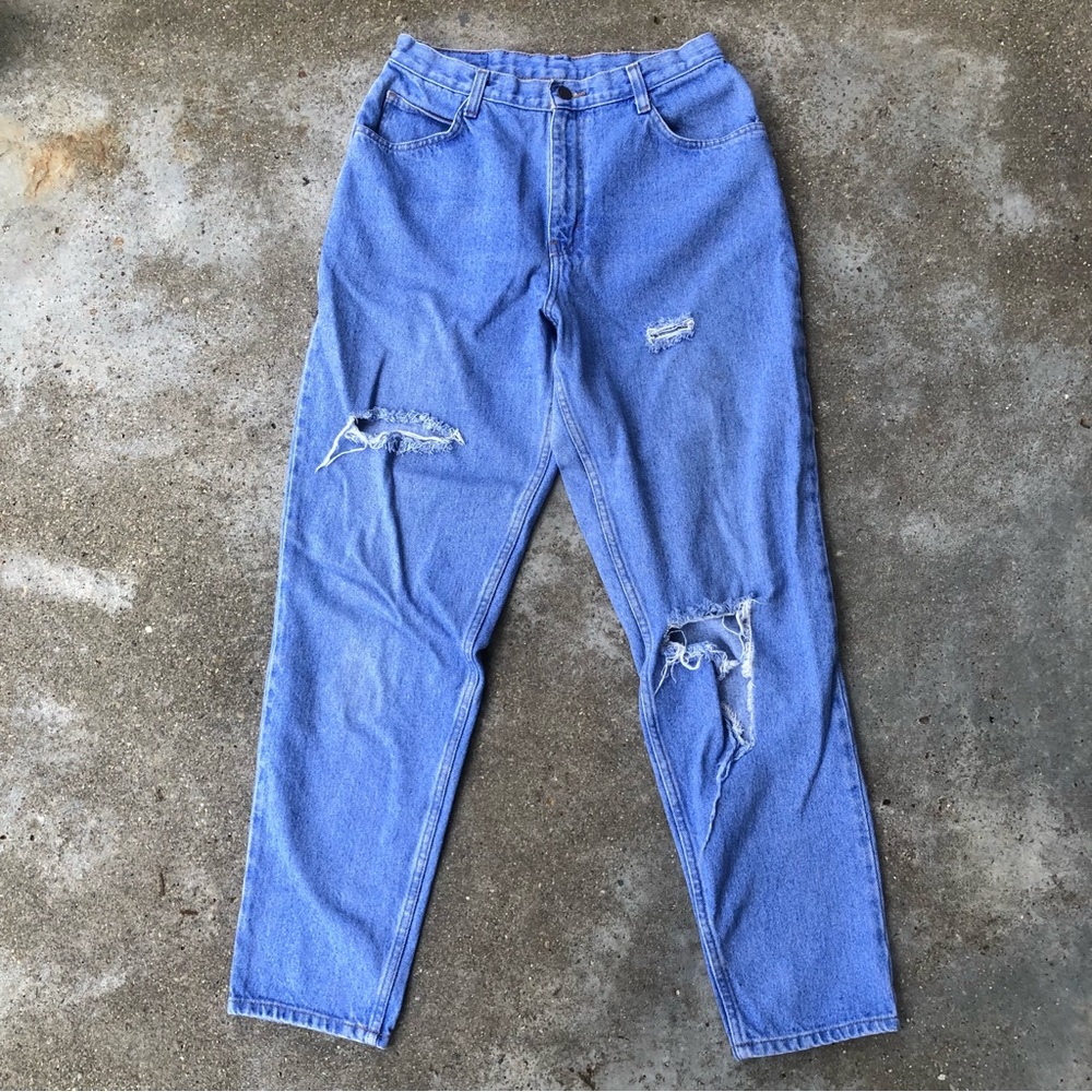 Vintage Gitano M/8 denim mom jeans high waisted light wash distressed 90s